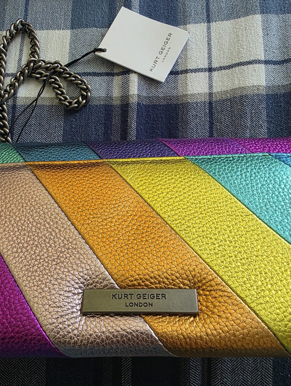 Kurt Geiger Rainbow Wallet Metallic Crossbody Bag Kensington Rainbow BNWT - Picture 4 of 8